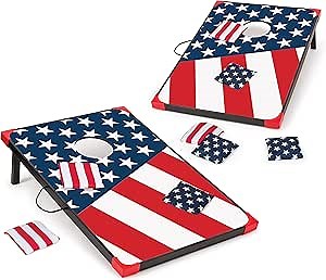 EastPoint Sports Cornhole Game Set Bean Bag Toss MDF - 2' W x 3' L - Built-In Storage, Convenient Carry Handles and 8 Premium Bean Bags