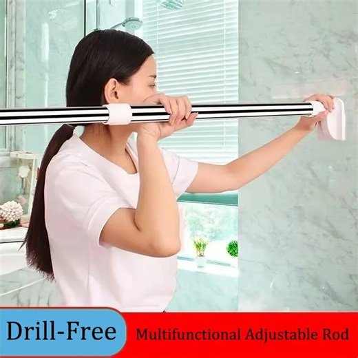 With drill-free installation, these adjustable rods can also be used as curtain rod, closet rod, window lock bar, sliding door security bar, etc.👍I can change my home layout as I wish!🌟💪 | Vipinkb
