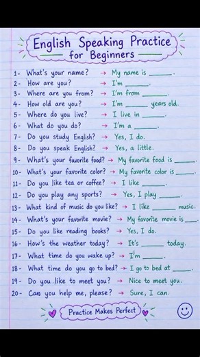 English Speaking Practice for Beginners 🗣️ | 20 Easy Questions & Answers | Speak English