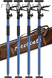 4PK Support Pole,Steel Telescopic Quick Adjustable 3rd Hand Support System, Support Rod, Supports up to 154 lbs Construction Rods for Cabinet Jacks Cargo Bars Drywalls Extends from 50 Inch to 118 Inch