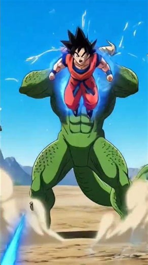 Goku fights a monster