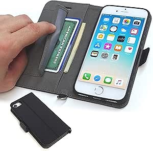 iPhone Wallet Case P1 iPhone 7, iPhone 8, 6S, 6. Rugged Durable, Shock Resistant. Ballistic Nylon Material/Cover. ID Credit Card Pockets. Optional Wrist Strap, Magnetic Clasp, Kickstand, Black