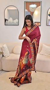 Beautiful, pure crêpe, peacock design, Saree Exclusive collection in charu’s closet. | Charu Asopa