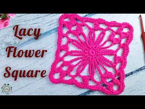 Easy Crochet Flower Granny Square 🌸 Step-by-Step Tutorial | Beautiful Lacy Motif