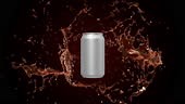 3D Animation presents Coca-Cola splash with Mockup can, Alpha mate