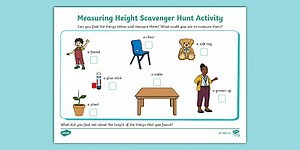 Measuring Height Scavenger Hunt Activity Sheet