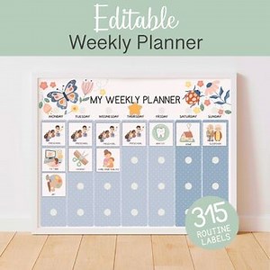 Editable Weekly Schedule for Kids, Montessori Visual Schedule Task Daily Routine