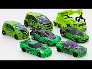 Transformers Green Color 7 Vehicles Car Robots Toys