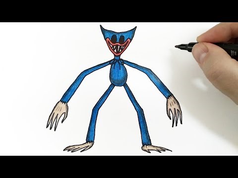 How to draw a creepy HUGGY WUGGY