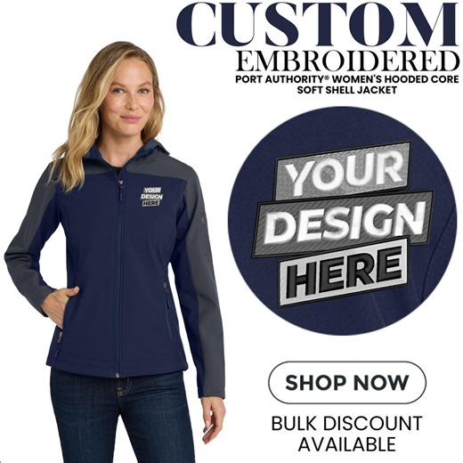 Port Authority Women's Hooded Core Soft Shell Jacket, Windbreaker Jacket, Personalized Gift, Rain Jacket Women's Clothing. Gift for Her L335 - Etsy