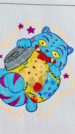 Coloring Jinu’s Cute Demon Cat with Soda Pop 🐱🥤✨ | Demon Hunters Fan Art #DemonHunters #DemonCat