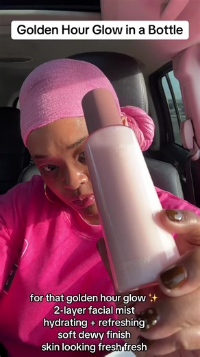 For that golden hour glow all day long ✨ soft, hydrated, fresh-looking skin in just a few sprays. This one is giving dewy, comfy, glowy skin without doing too much. #GoldenHourGlow #FaceMist #GlowySkin #DewySkin #HydratedSkin