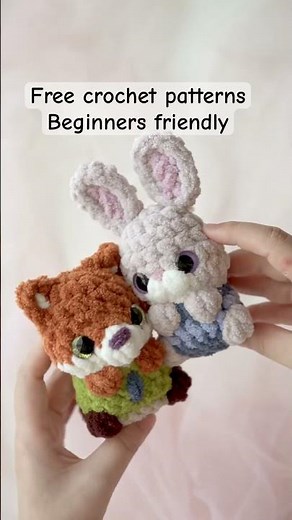 Free crochet patterns bunny and fox amigurumi, free tutorials, beginner friendly #crochet #amigurumi