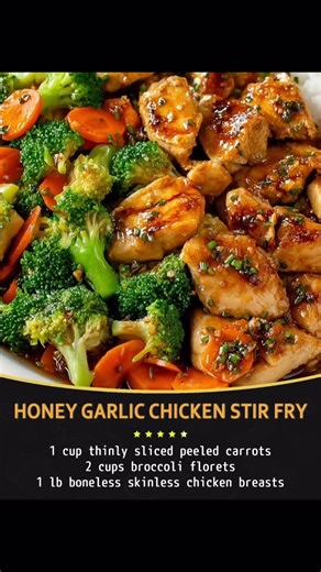 CookingwithJewelz on Instagram: "HONEY GARLIC CHICKEN STIR FRY🔥🔥🔥 Ingredients 1 tablespoon + 1 teaspoon vegetable oil divided use 1 cup thinly sliced peeled carrots 2 cups broccoli florets 1 lb boneless skinless chicken breasts, cut into 1 inch pieces 4 cloves garlic minced 20 ml vegetable oil, divided Salt and freshly ground black pepper, to taste"