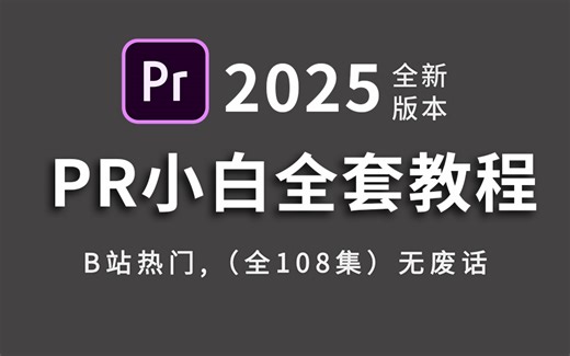 【PR教程】最适合新手小白的PR教程 108集（全）从零开始学视频剪辑（2025新手入门实用版）