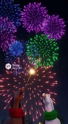 Horses lighening firework in New Year