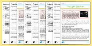 Ages 9-11 Science The Light Spectrum Differentiated Reading Comprehension Activity