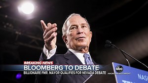 11K views · 191 reactions | BLOOMBERG TO DEBATE: Billionaire former New York City Mayor Michael Bloomberg will appear for the first time on a Democratic debate stage Wednesday night – surging in the polls but facing fire from several candidates in the field. Eva Pilgrim reports. https://abcn.ws/37D5c3L | ABC World News Tonight with David Muir | Facebook