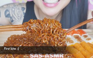 SAS 火鸡面&韩国黑豆炸酱面 敲辣无人声咀嚼音&颅内高潮 Eating Sound 助眠吃播