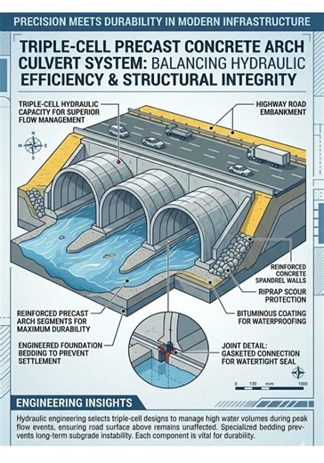 Basic Knowledge for Civil Engineering | Triple-cell Precast Concrete Arch Culvert | #shorts
