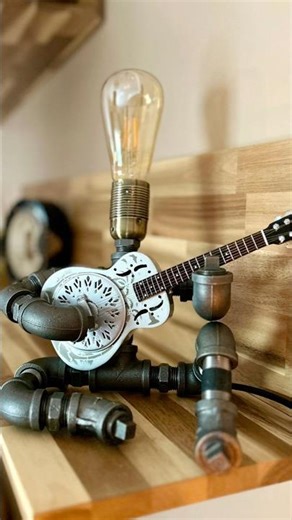 Guitar Hero Lamps by Pipe 'n' Pallet 🎸🔥#guitar #desklamp #shorts