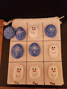 Snowmen and Snowflake Tic Tac Toe Game Painted Rocks - Etsy