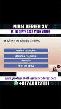 NISM & B.Com MCQ | Current Assets Explained in One Question