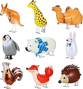 KESOTE 9 Pack Zoo Animal Balloons 25" Walking Balloons Animal Theme Party Decorations, Baby Shower Birthday Party Supplies