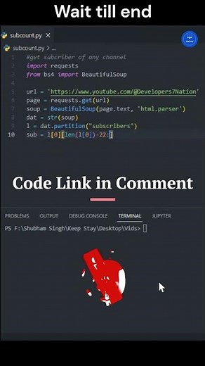 print subscribers count of any YouTube channel using python #shorts #short