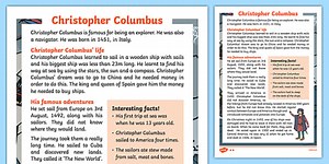 Christopher Columbus Explorer Differentiated Information Sheet