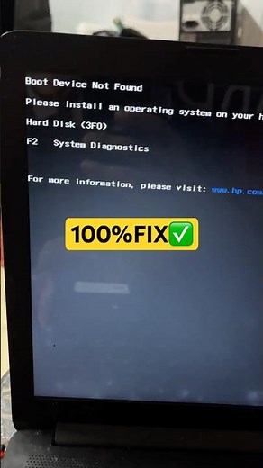Boot Device Not Found Hard Disk 3F0 Error #hplaptop #shorts