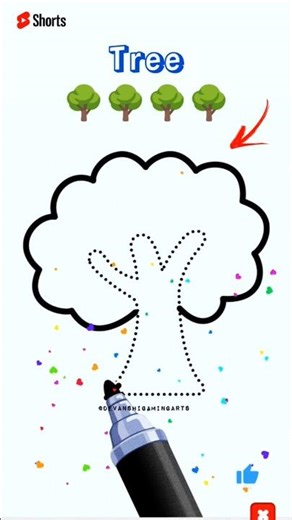 Tree Drawing Easy 🌳| How to draw a cute and simple tree #drawing #viral #kids #short