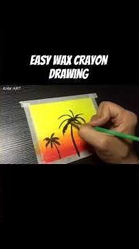 Easy Wax crayon drawing for beginners/ Sunset Scenery #drawing #art #crayondrawing
