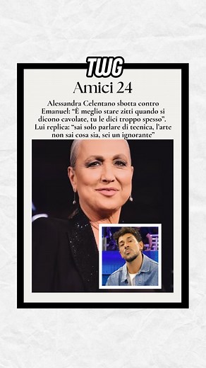 1.4M views · 4.5K reactions | Alessandra Celentano sbotta contro Emanuel Lo dopo essere stata contraddetta: “È meglio stare zitti quando si dicono cavolate, tu le dici troppo spesso”. Lui replica: “sai solo parlare di tecnica, l’arte non sai cosa sia, sei un ignorante” #alessandracelentano #emanuello #Amici24 #amicidimariadefilippi #perte | TWGossip | Facebook