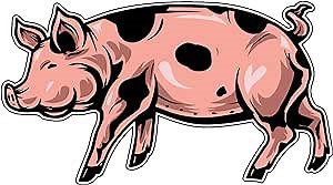 WickedGoodz Pig Vinyl Decal - Farm Hog Bumper Sticker - for Laptops Tumblers Windows Cars Trucks Walls
