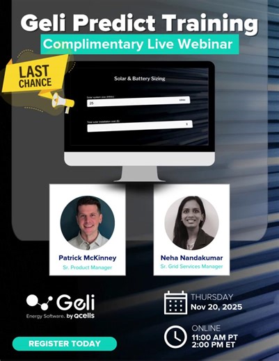 Digital-twin simulations are fundamental to provide the highest level of certainty in revenue and savings projections. 𝐒𝐨, 𝐰𝐡𝐲 𝐬𝐞𝐭𝐭𝐥𝐞 𝐟𝐨𝐫 "𝐬𝐭𝐚𝐧𝐝𝐚𝐫𝐝" 𝐰𝐡𝐞𝐧 𝐲𝐨𝐮 𝐜𝐚𝐧 𝐡𝐚𝐯𝐞 𝐭𝐡𝐞 𝐛𝐞𝐬𝐭? Join us NEXT WEEK for a live training #webinar and see how Geli's advanced energy modeling software designed to empower project developers with precise, actionable insights. In this session, you'll get: ➡️A true deep dive into model predictive control (MPC). ➡️Insider tips & tric