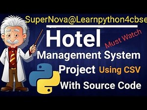 Class 12 | Python Project | Project for Class 12 CBSE | Python CSV | Hotel Management Project | CSV