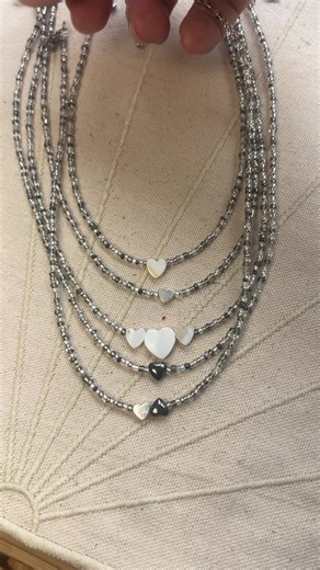 Silver beads for St. Valentine’s Day🤍 #handmadejewelry #beadedchoker