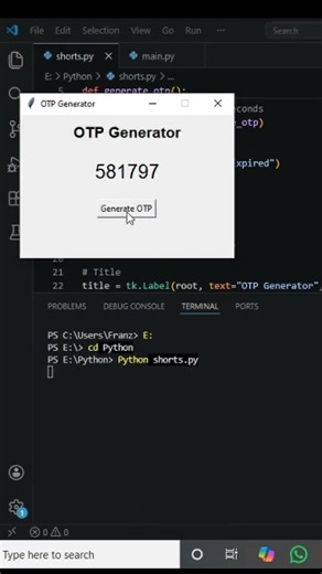 how to create Python OTP generator #python #pythontutorial