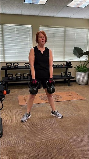 Strength training for osteoporosis - double kettlebell deadlift at 72 #seniorheallth #osteoporosis