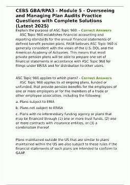 CEBS GBA RPA3 Module 5 Overseeing and Managing Plan Audits Practice Questions with Complete pdf