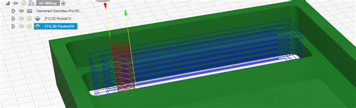 Pockets in two depths, but without air milling