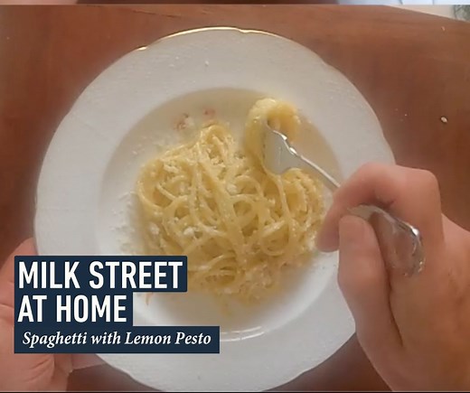 In Amalfi, Italy, huge lemons, "sfusato amalfitano," are made into a Limoncello but, better yet, the peels are ground along with almonds, Parmesan, and oil to make pesto in minutes. Pesto Genovese (basil) is nice but Pesto di Limone is better! https://bit.ly/3xKBsPi | Christopher Kimball’s Milk Street