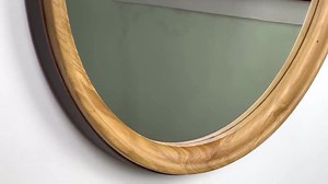 Natural Wood Mirror for Bathroom, Leather Strap Hanging Mirror, Living Room Round Oak Mirror, Custom Round Mirror, Entryway Accent Mirror - Etsy