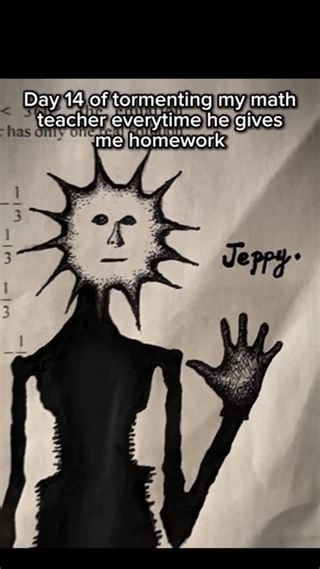 lukeart.mp4 on Instagram: "Day 14 of torturing my math teacher everytime she gives me homework. Ref: @doctor.nowhere #horror #art #funny #drawing #reels"