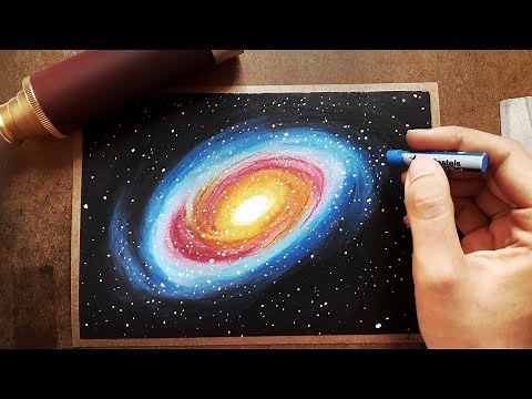 HOW TO MAKE A GALAXY DRAWING - Painting with oil pastel chalk very easy to do