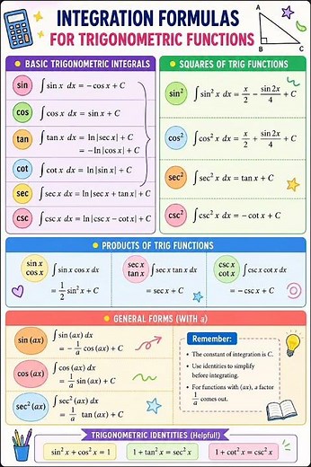 Integration formula for trigonometric functions