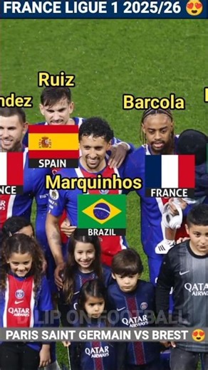 PSG 1 - 0 BREST | France LIGUE 1 2025/26 😍 | Paris Saint-Germain FC Football Players Nationality 🔥