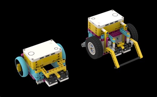 2款简单的spike小车，颜色传感器的安装高度在1.5-2个乐高单位