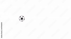 Soccer ball kicking bw 2D object animation. Scoring soccerball outline cartoon 4K video, alpha channel. Training session. Ball control. Football passing animated icon isolated on white background